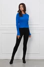 Bluza Maya albastra scurta din tricot reiat