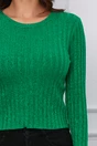 Bluza Maya verde scurta din tricot reiat