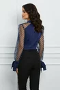 Bluza MBG bleumarin cu buline catifelate pe maneci