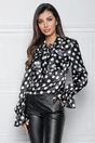 Bluza MBG neagra cu buline si volane