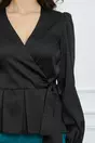 Bluza MBG neagra satinata cu peplum in talie