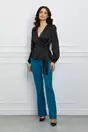 Bluza MBG neagra satinata cu peplum in talie