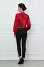 Bluza MBG rosie cu imprimeu fucsia si funda la guler