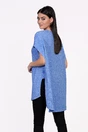 Bluza Mona tip poncho albastru din tricot cu buzunare
