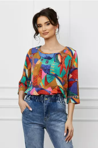 Bluza Nadia cu imprimeuri colorate