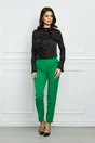 Bluza office neagra satinata cu volan la bust