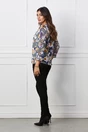 Bluza Sabrina kaki cu imprimeu floral bleumarin si galben