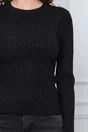 Bluza Teodora neagra din tricot reiat cu nasturi pe umeri