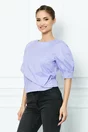 Bluza Thalia lila cu model petrecut si fermoar la spate
