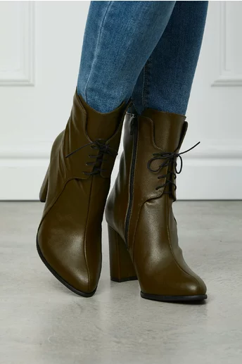 Botine Ella kaki cu siret