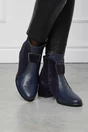 Botine Lady bleumarin din piele cu aplicatie frontala