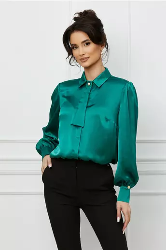 Camasa Dy Fashion verde cu aplicatie tip cravata