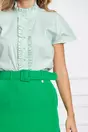 Camasa Dy Fashion verde mint cu volanase si guler incretit