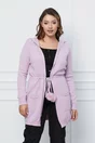 Cardigan Mara lila cu gluga si snur in talie