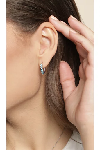 Cercei Classy bleu cu pietre stralucitoare