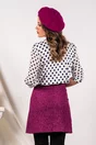 Fusta Dy Fashion magenta scurta din tweed cu nasturi