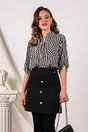 Fusta Dy Fashion neagra scurta din tweed cu nasturi