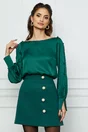 Fusta Dy Fashion turcoaz cu nasturi perlati