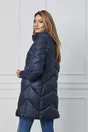 Geaca Cristina bleumarin cu guler maxi si mansete