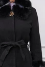 Palton Alina negru cu blanita si cordon