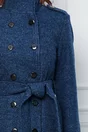 Palton Anca albastru cu doua randuri de nasturi si cordon in talie