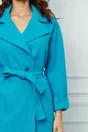 Palton Marisa bleu cu nasturi si cordon