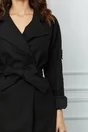Palton Marisa negru cu nasturi si cordon