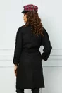 Palton Marisa negru cu nasturi si cordon