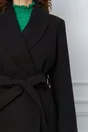 Palton Melisa scurt negru cu cordon in talie