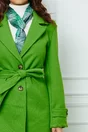 Palton Miruna verde crud cu cordon in talie