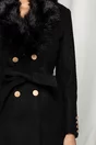 Palton Olivia negru cu cordon si blanita