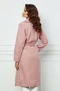 Palton Simona roz cu cordon in talie
