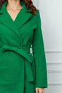 Palton Simona verde cu cordon in talie