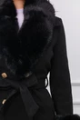 Palton Veronica negru cu blanita si cordon