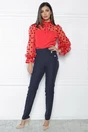 Pantaloni bleumarin cu nasturi perlati