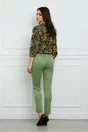 Pantaloni Dy Fashion verde fistic cu nasturi decorativi