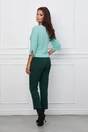 Pantaloni Erika verde inchis office cu buzunare si curea in talie