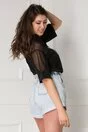 Pantaloni scurti Aria bleu din denim cu elastic in talie