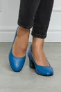 Pantofi Aron albastri office cu toc jos si buline 3D