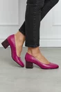 Pantofi Aron magenta office cu toc jos si buline 3D