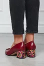 Pantofi bordo cu aplicatie pe varf si imprimeu multicolor valuri