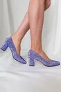Pantofi Delia albastri cu insertii argintii
