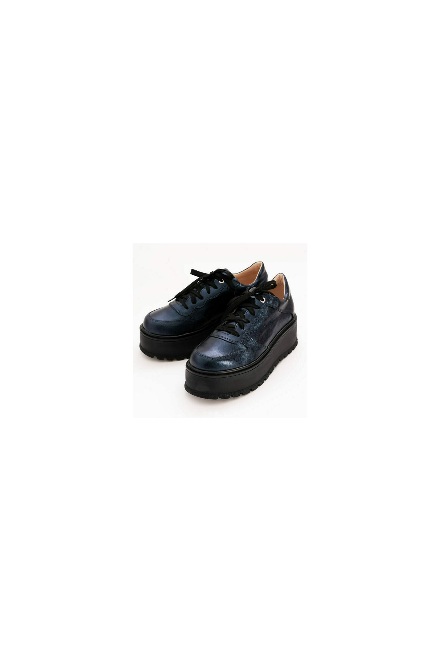 Pantofi Ema bleumarin cu platforma si inchidere cu siret image9