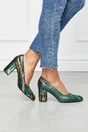 Pantofi Greenary verde inchis cu imprimeuri colorate metalizate
