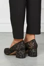 Pantofi Jameya negri din piele naturala cu imprimeu floral colorat
