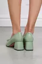 Pantofi verde mint cu aplicatie pe varf si toc patrat