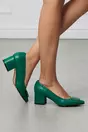 Pantofi verzi din piele naturala cu aplicatie pe varf