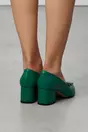Pantofi verzi din piele naturala cu aplicatie pe varf