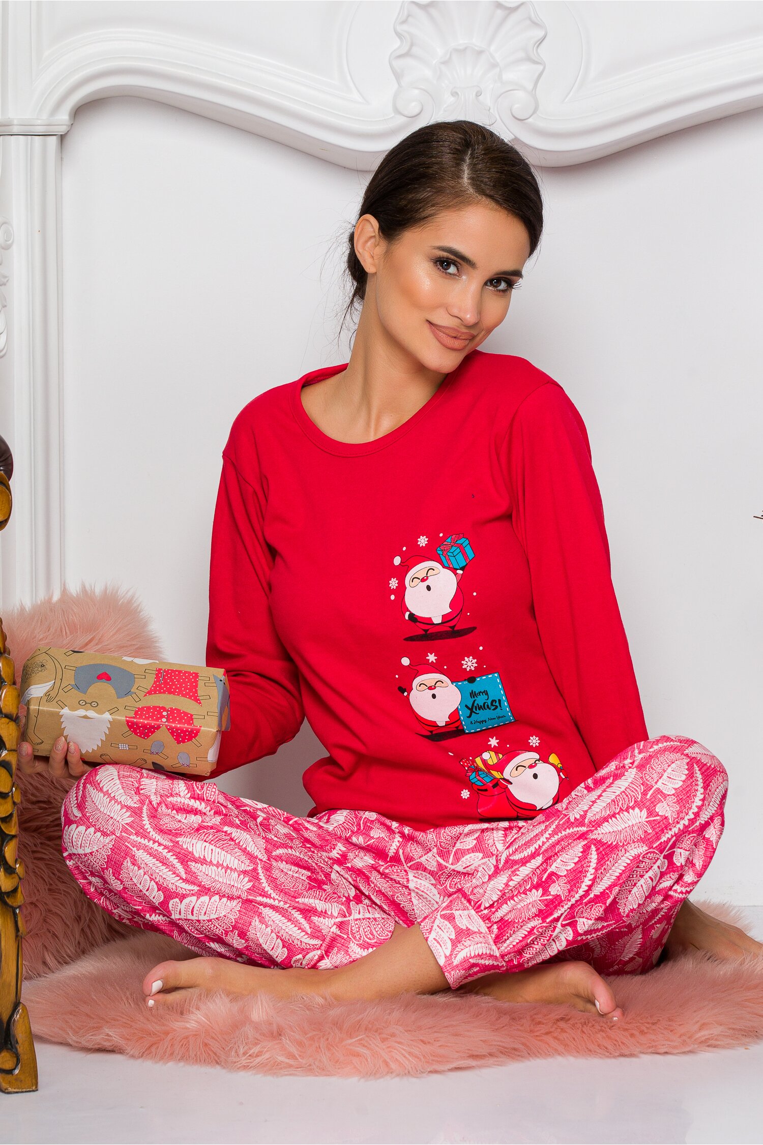 Pijama Sweety rosu cu mosi