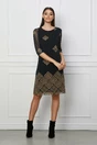 Rochie Adina neagra cu imprimeu labirint bej